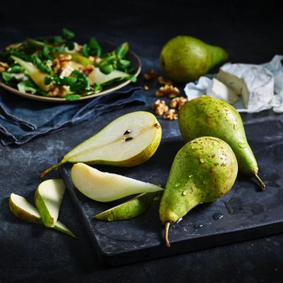 Pears on a chopping board