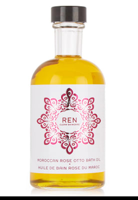 Bottle of REN Clean Skincare Moroccan Rose Otto bath oil