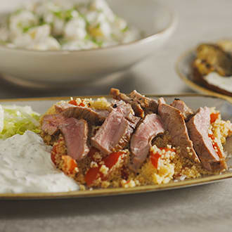 Greek-style lamb on couscous