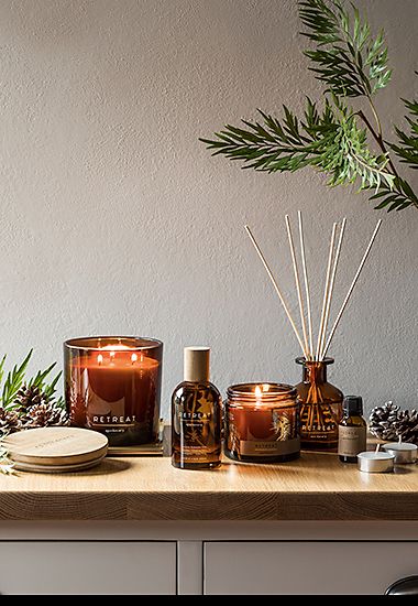 Retreat candles, room spray and diffuser