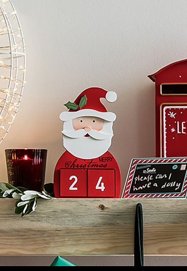 Wooden Father Christmas countdown decoration