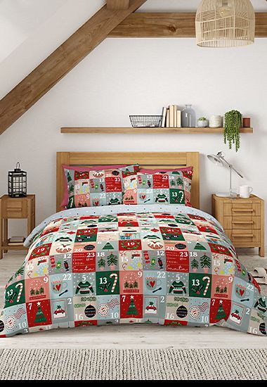 Advent calendar-print bedding set