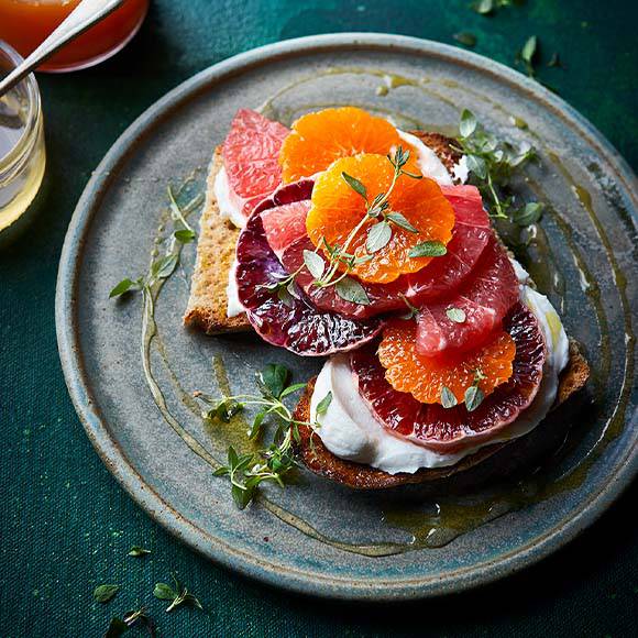 Winter citrus and whipped ricotta toast