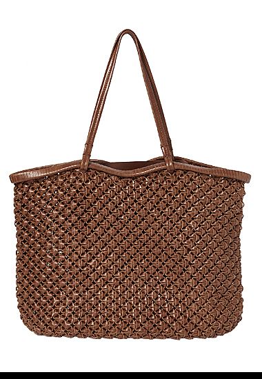 Tan woven-leather tote bag