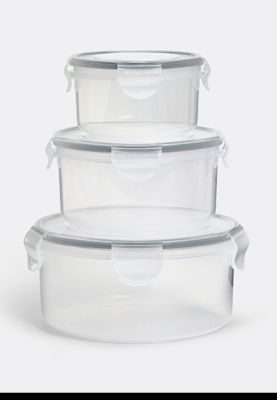 Set of three round food storage containers