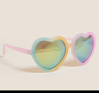 Ombré-effect rainbow heart-shaped sunglasses