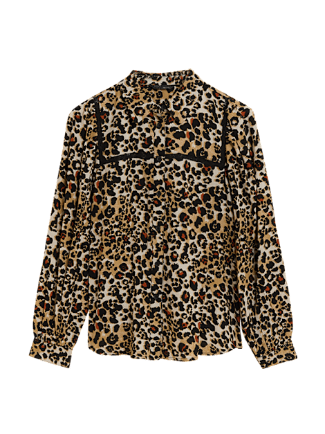 Animal-print long-sleeved blouse. Shop now