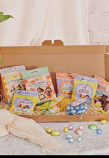 Box of Easter chocolate eggs and treats. Shop now