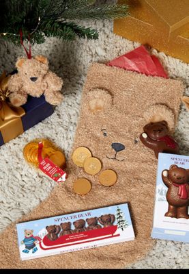 Spencer Bear stocking gift filled with chocolate treats. Shop now