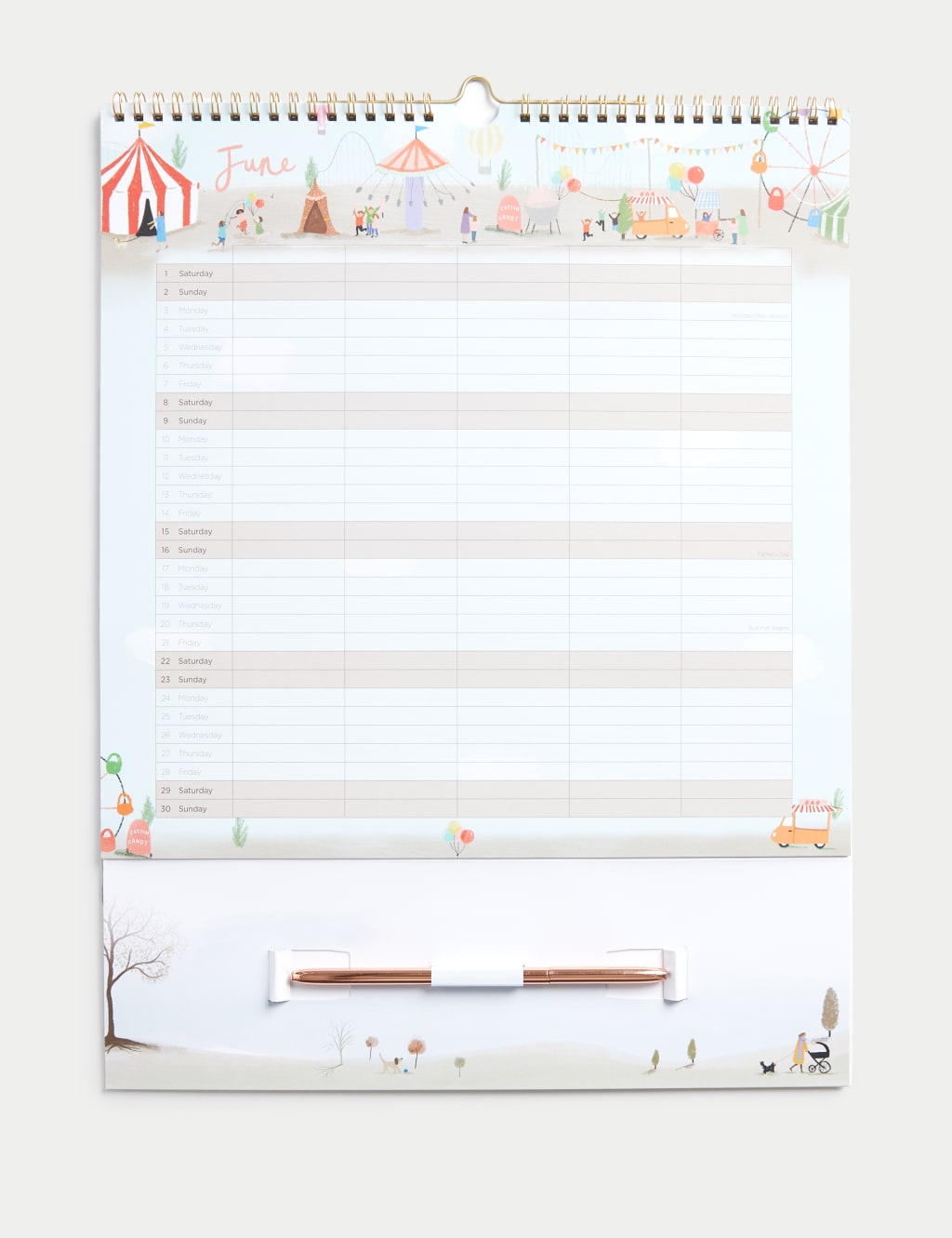 2024 Calendar & Family Organiser With Metal Pen M&S