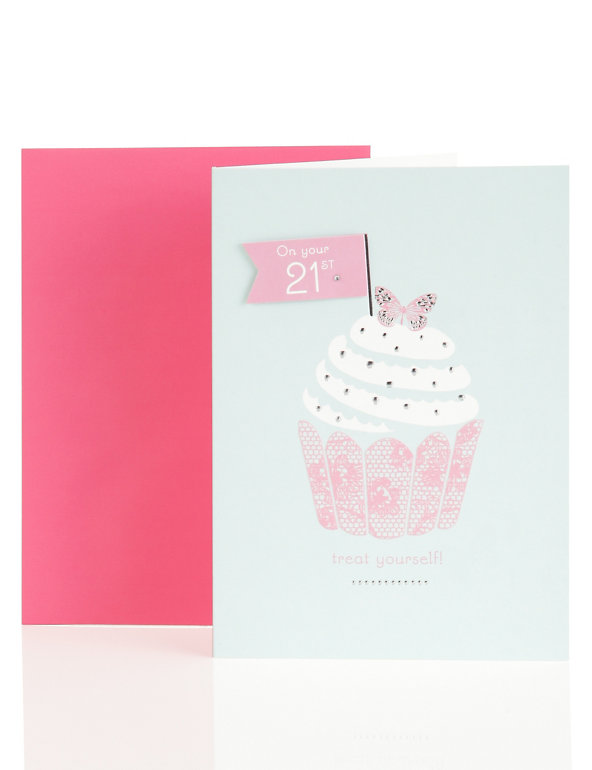 21st Birthday Cupcake Card Image 1 of 2