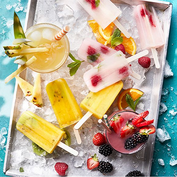 Homemade ice lollies and fun fruity drinks