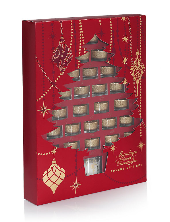24 Mandarin Clove & Cinnamon Advent Candle Gift Set Image 1 of 2