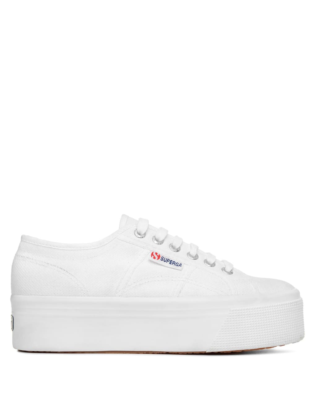 White canvas lace clearance up flatform trainers