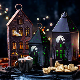 Light-up Halloween tins