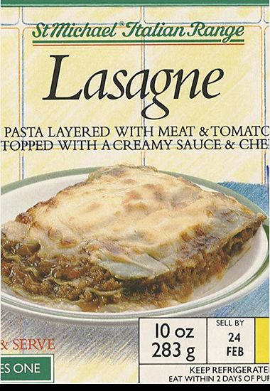 1970s M&S lasagne packaging