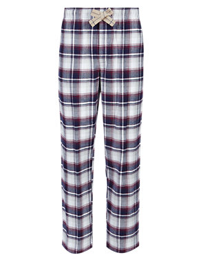 2in Longer Brushed Cotton Checked Pyjama Bottoms Image 2 of 5