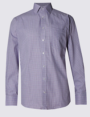 2in Longer Cotton Rich Shadow Checked Shirt Image 2 of 5