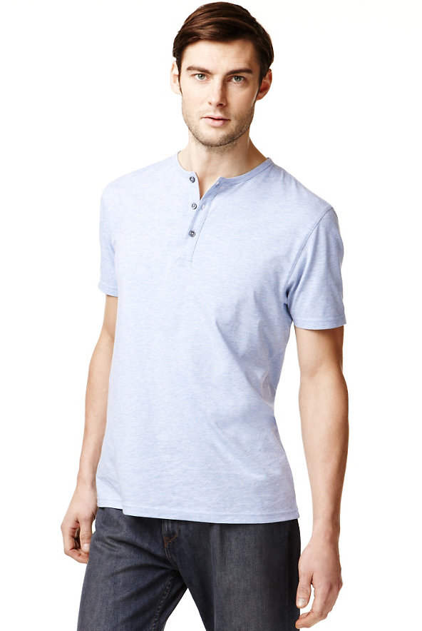 2in Longer Henley Neck T-Shirt with StayNEW™ Image 1 of 1