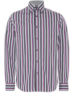 2in Longer Luxury Pure Cotton Double Striped Shirt Image 2 of 5