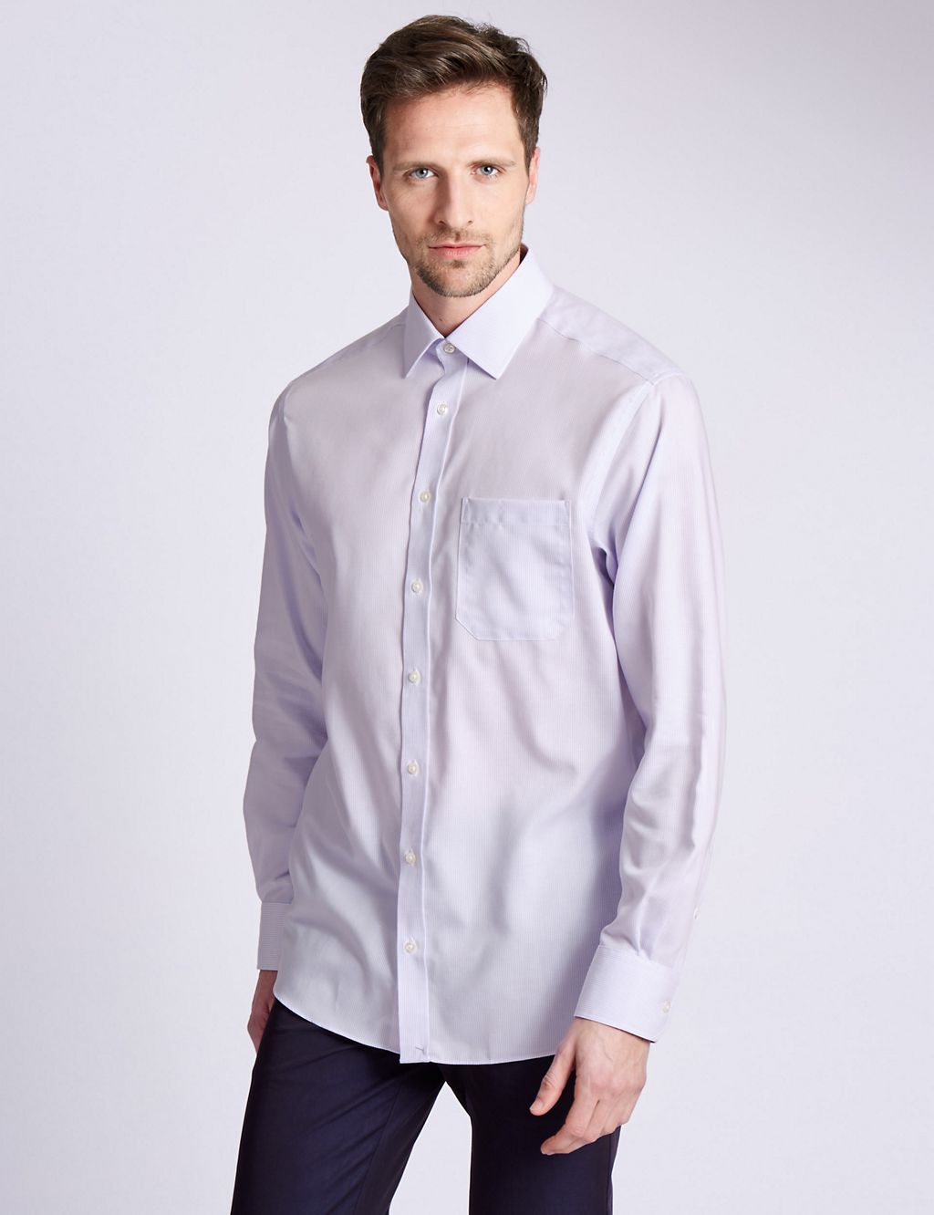 2in Longer Performance Pure Cotton Non-Iron Grid Checked Shirt 3 of 4