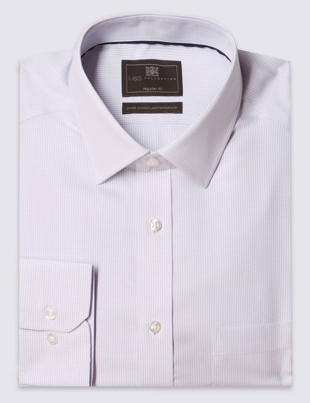 2in Longer Performance Pure Cotton Non-Iron Grid Checked Shirt 1 of 4
