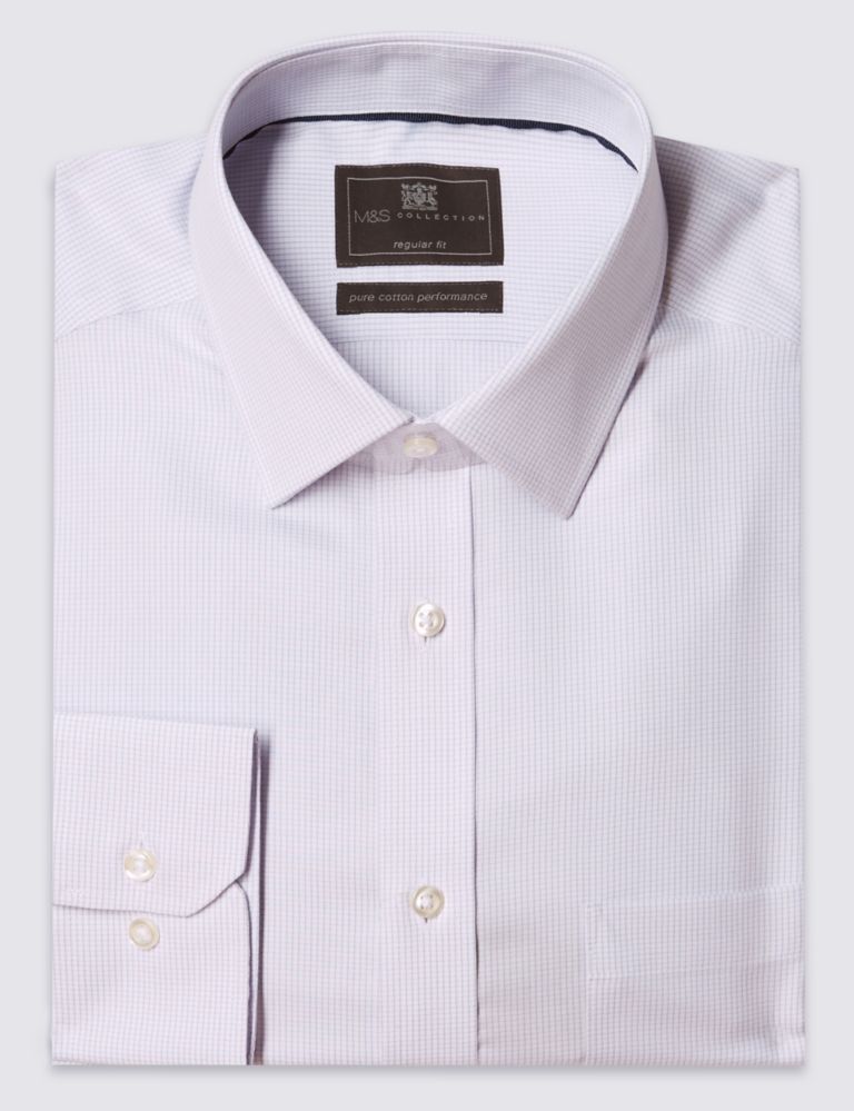 2in Longer Performance Pure Cotton Non-Iron Grid Checked Shirt 2 of 4