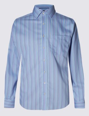 2in Longer Performance Pure Cotton Non-Iron Striped Shirt Image 2 of 6