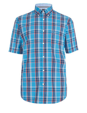 2in Longer Premium Pure Cotton Large Checked Shirt Image 2 of 4