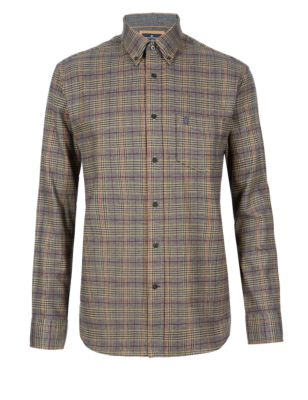 2in Longer Pure Brushed Cotton Thermal Twill Checked Shirt Image 2 of 3