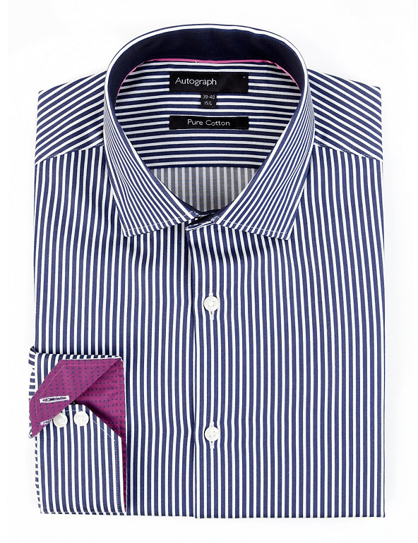 2in Longer Pure Cotton Bengal Striped Shirt Image 1 of 1