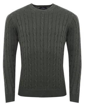 2in Longer Pure Cotton Cable Knit Jumper Image 2 of 4