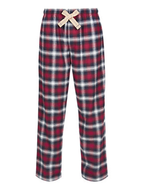 2in Longer Pure Cotton Checked Long Pyjama Bottoms Image 2 of 5