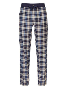 2in Longer Pure Cotton Checked Pyjama Bottoms Image 2 of 4