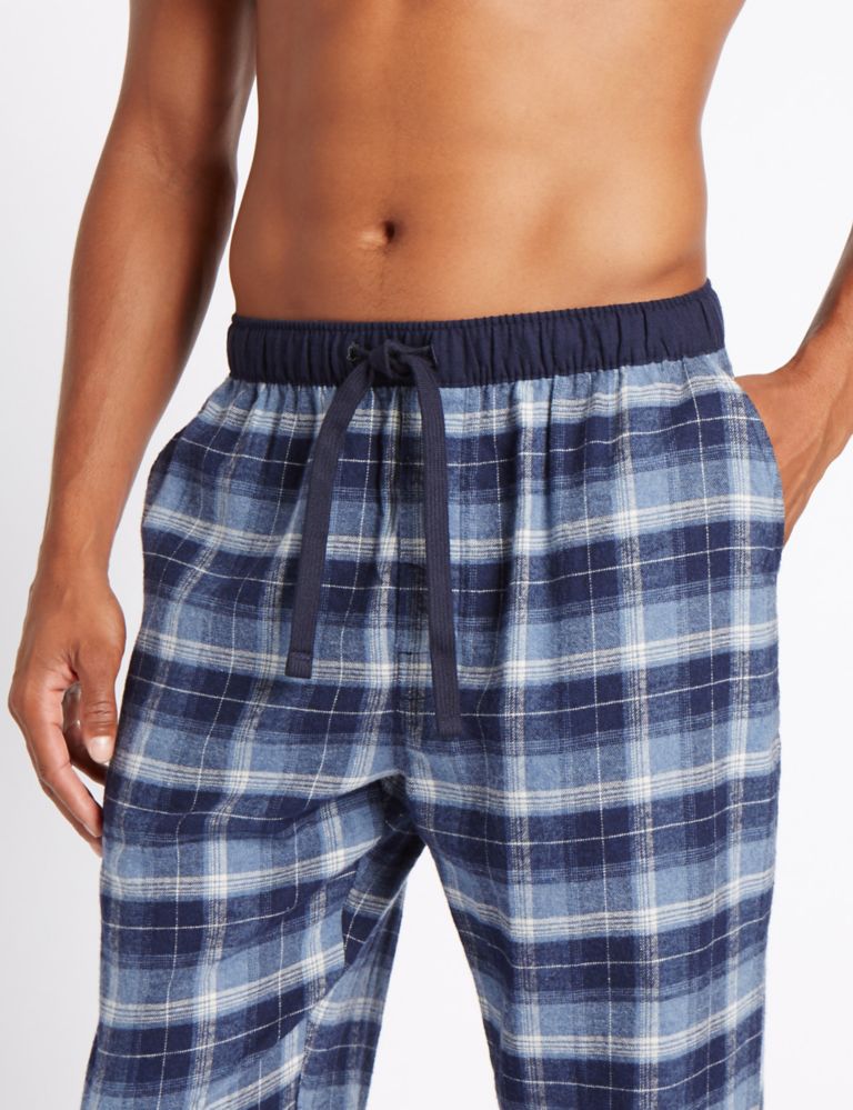 2in Longer Pure Cotton Checked Pyjama Bottoms 4 of 5