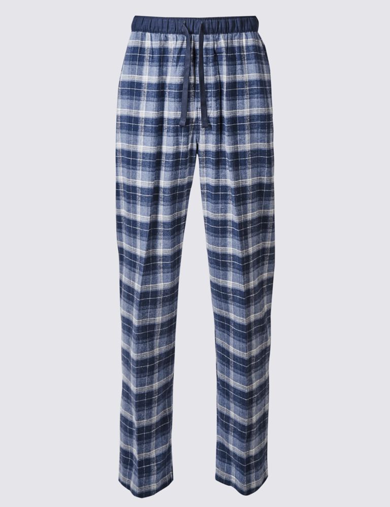 2in Longer Pure Cotton Checked Pyjama Bottoms 2 of 5