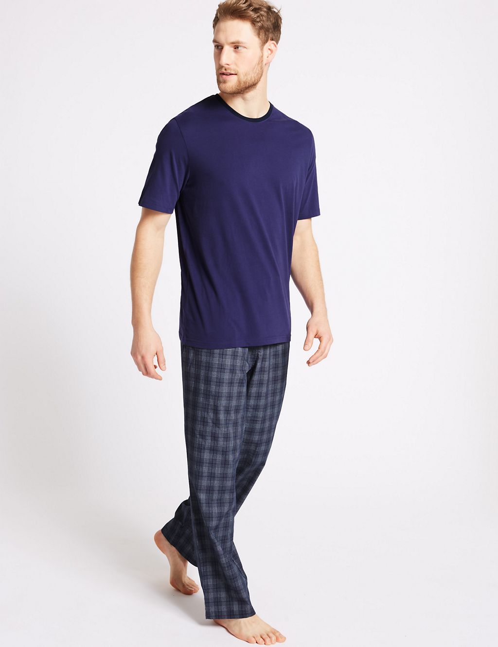 2in Longer Pure Cotton Checked Pyjama Set 3 of 4