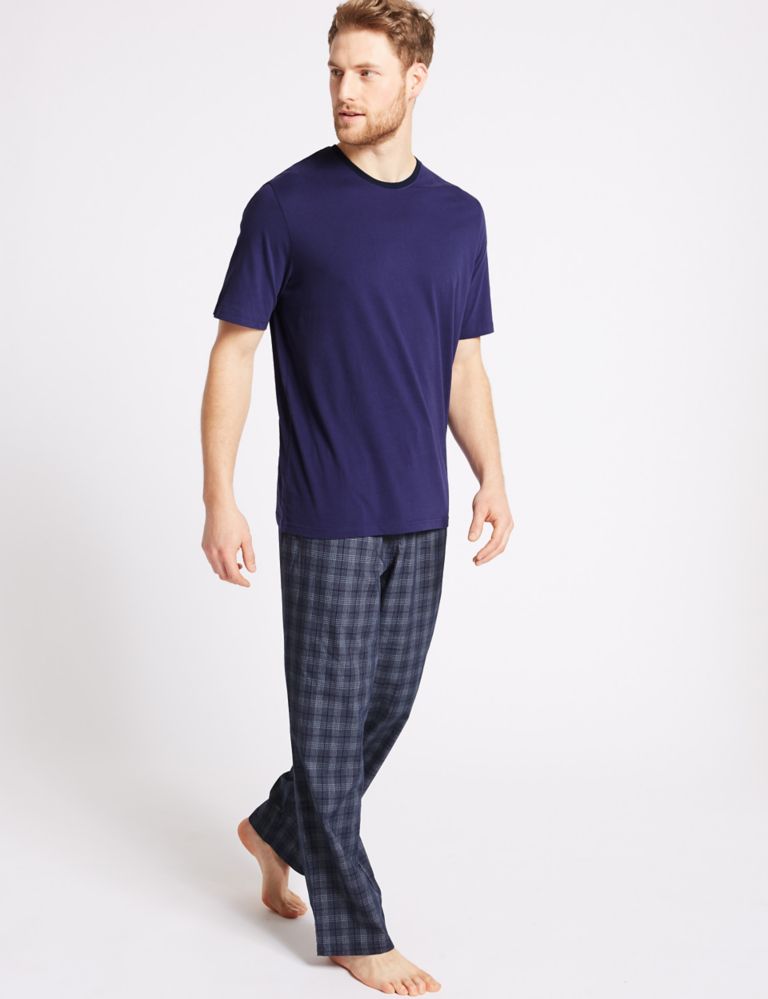 2in Longer Pure Cotton Checked Pyjama Set 1 of 4