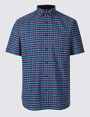 2in Longer Pure Cotton Checked Shirt with Pocket Image 2 of 5