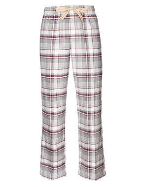 2in Longer Pure Cotton Checked Thermal Pyjama Bottoms Image 2 of 3