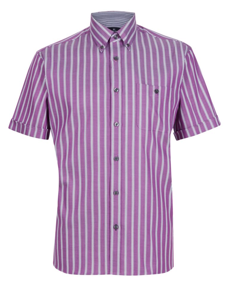 2in Longer Pure Cotton Double Faced Striped Shirt 2 of 3