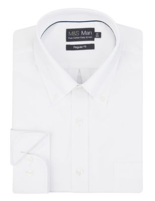 2in Longer Pure Cotton Easy to Iron Oxford Weave Shirt with Stainaway™ Image 1 of 1