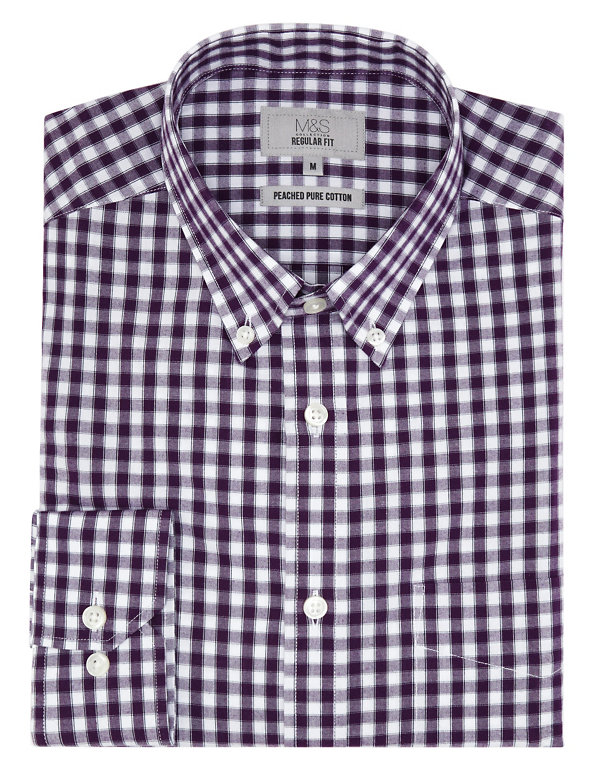 2in Longer Pure Cotton Gingham Checked Shirt Image 1 of 1
