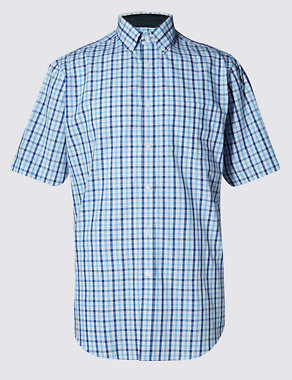 2in Longer Pure Cotton Gingham Checked Shirt Image 2 of 4