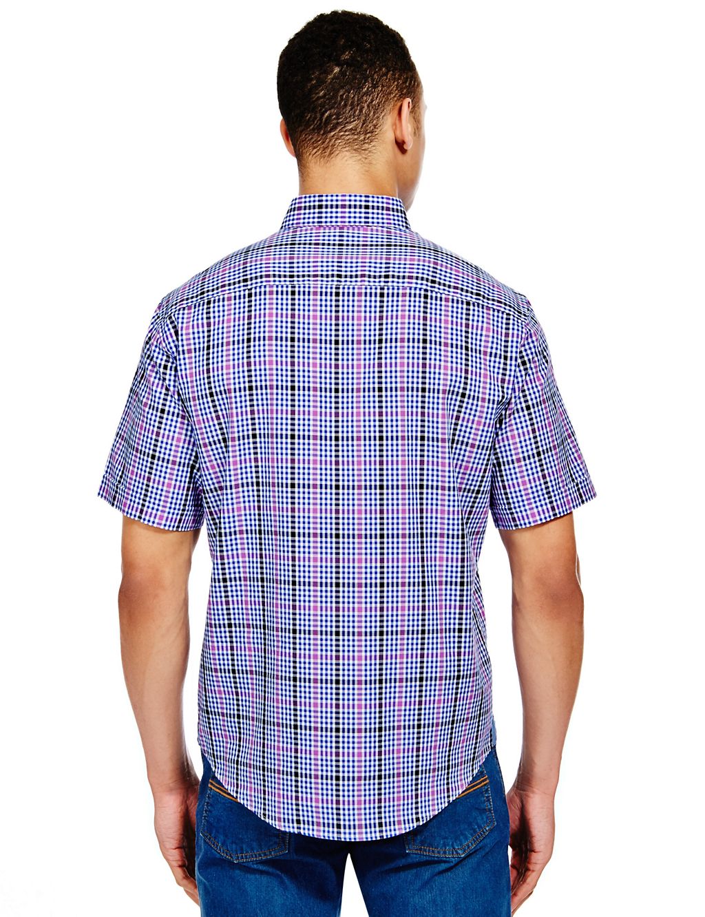 2in Longer Pure Cotton Grid Checked Shirt 2 of 3