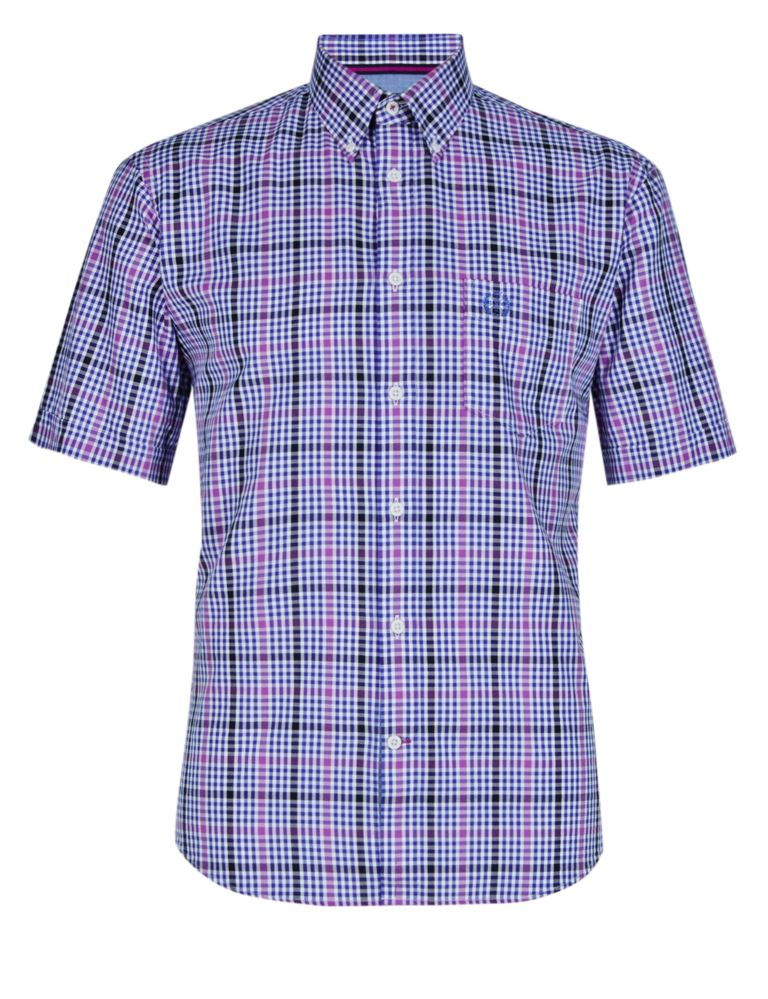 2in Longer Pure Cotton Grid Checked Shirt 2 of 3