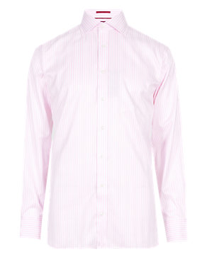 2in Longer Pure Cotton Herringbone Bengal Striped Shirt Image 2 of 6