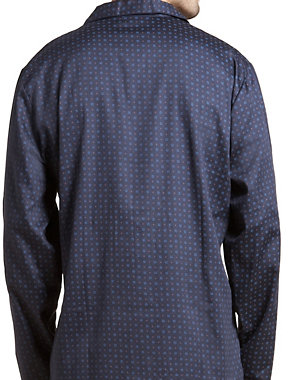 2in Longer Pure Cotton Long Sleeve Spotted Pyjamas Image 2 of 3