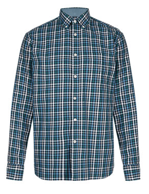 2in Longer Pure Cotton Multi Gingham Checked Shirt Image 2 of 5