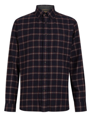 2in Longer Pure Cotton Premium Thermal Checked Shirt Image 2 of 5